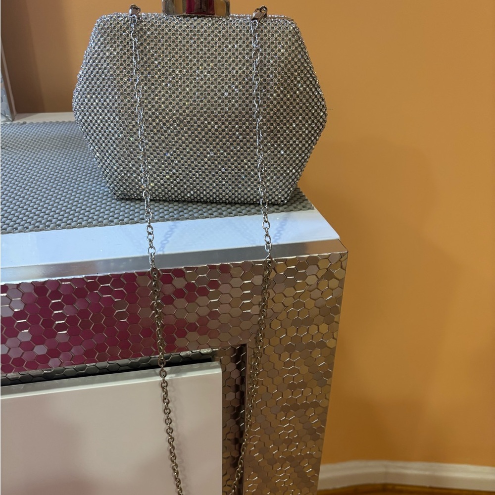 Chic Silver Mesh Evening Bag